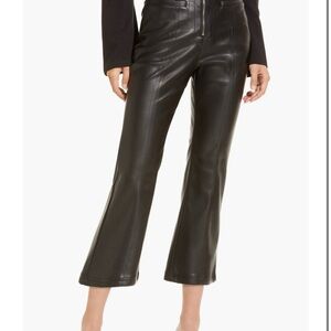 Amy Lynn Faux High Waisted Leather Crop Trousers in black size Medium